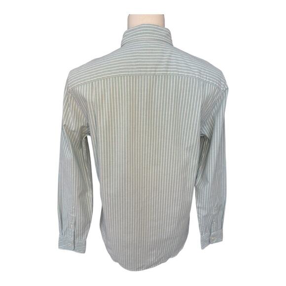 American Eagle Men's Medium Green Striped Long Sleeve Button-Up‎ Shirt NWOT - Picture 3 of 4